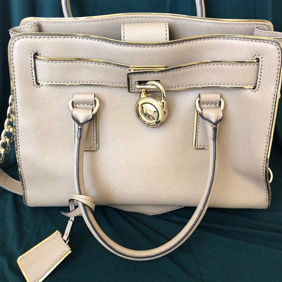 Khaki Michael Kors Hamilton Satchel - Picture 3 of 6